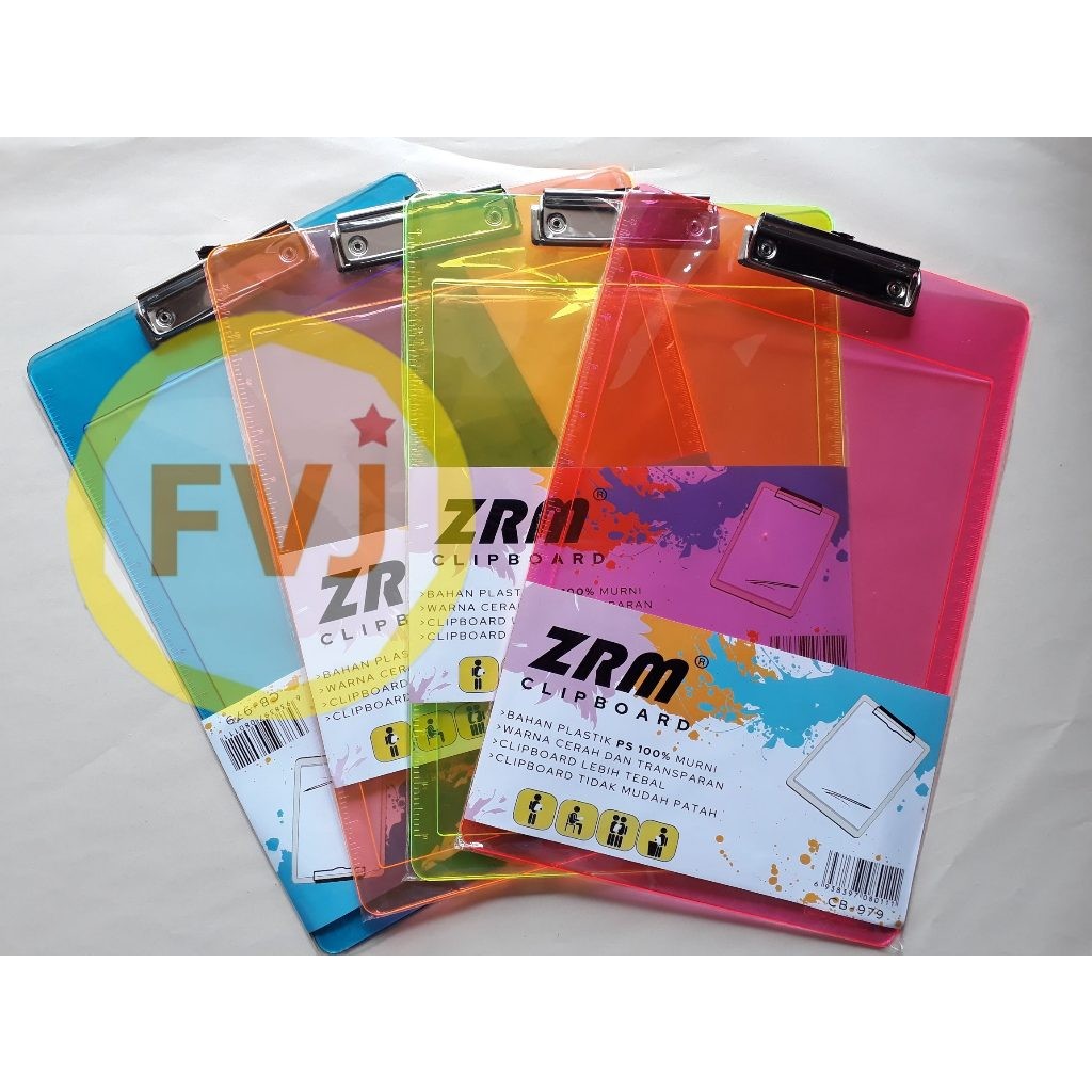 

Clipboard plastik mika ZRM mistar penggaris tebal papan jalan warna warni