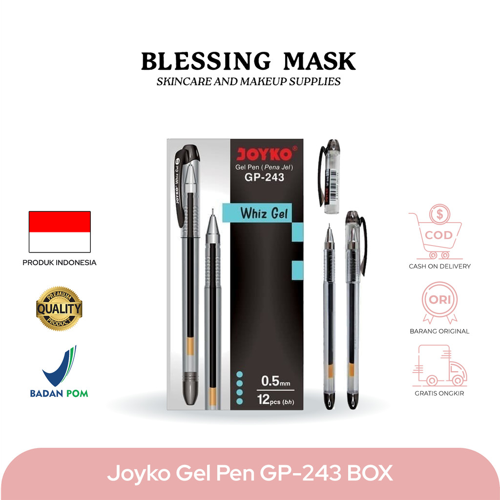 

JOYKO Gel Pen | Pulpen Pena Joyko GP-243 Whiz Gel | Pulpen Needle Tip | Big Fill Gel 0.5 mm | 1PACK : 12PCS - Blessingmask ACC
