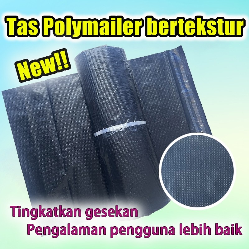 

GERUSANBUPLAS Hitam bertekstur kantong packing packaging baju plastik tebal meteran anti sobek plastik packing polymailer30*40