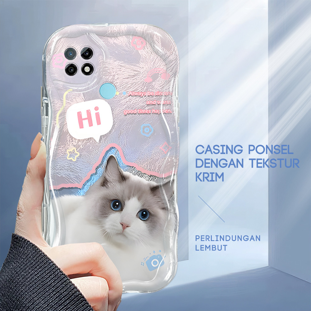 Realme C21 Cute Cat Cartoon Pattern Phone Case Wave Edge Soft Silicone Case Casing Hp Soft Case Kesi