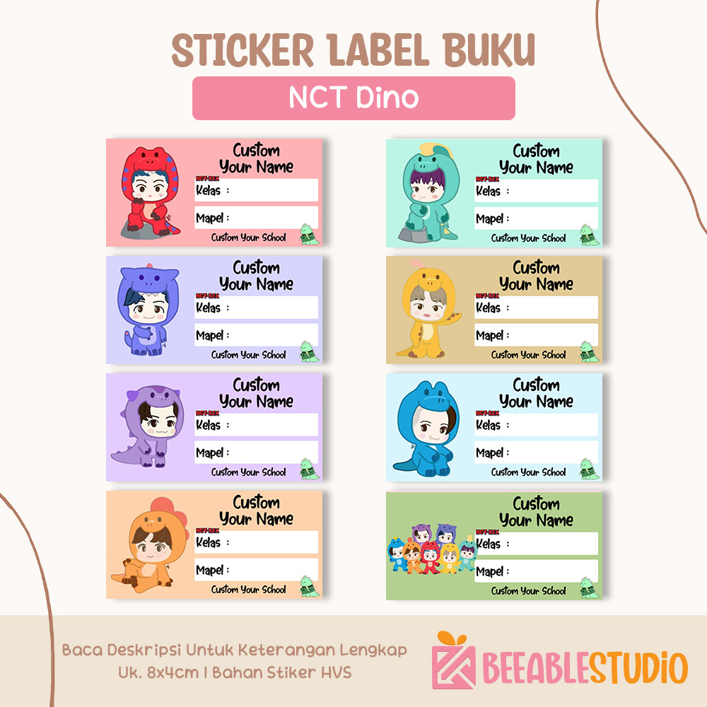 

[40pcs] Sticker Buku NCT Dream Dino Stiker Label Nama Buku Tulis Pelajaran Anak Sekolah