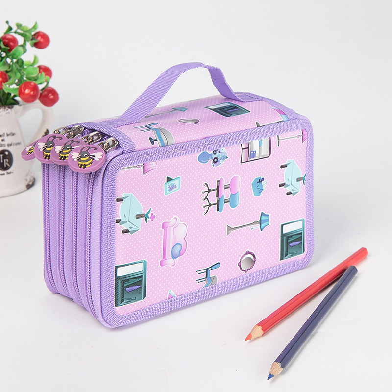 

School Pencil Case Supplies Kit 36/48/72 Slot Stationery Pencilcase for Girls Compartment Pen Box Large Cartridge Bag Acsesories