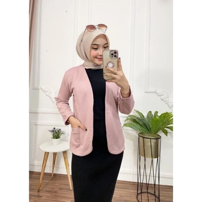 Blazer Wanita Scuba Outer Outfit Korean Style Atasan Blazer Wanita Hijab Terlaris Terlaris