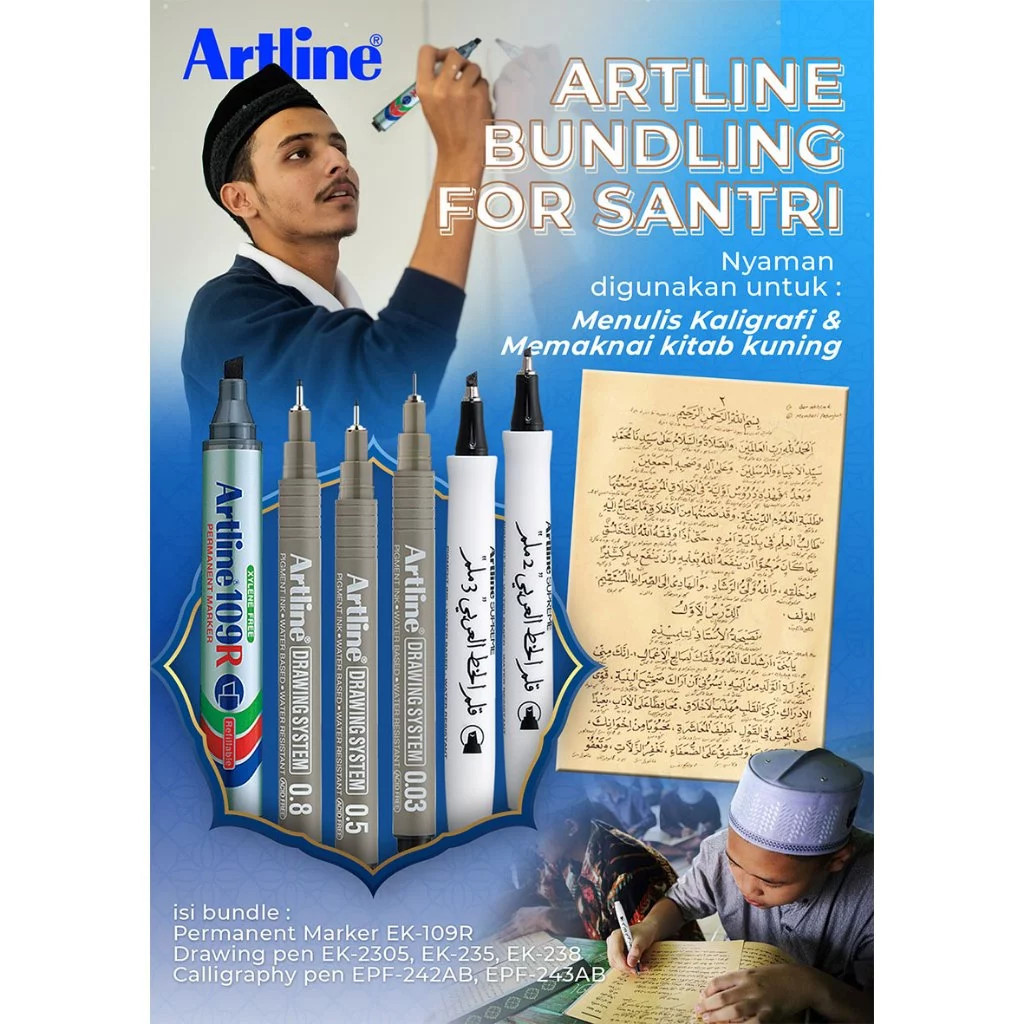 

ARTLINE PAKET SANTRI BUNDLING PEN HEMAT KALIGRAFI