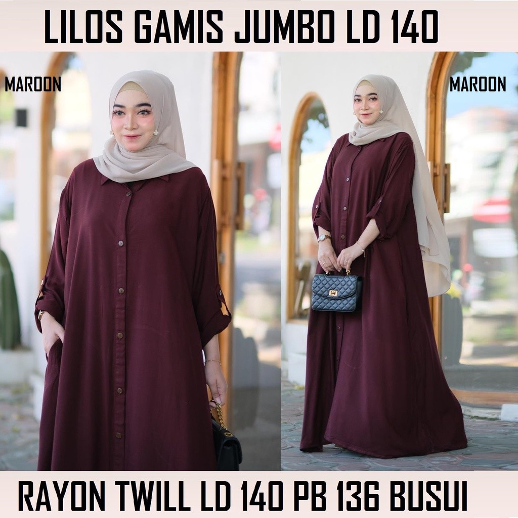 GAMIS JUBAH JUMBO RAYON TWILL 5L  LD 140 FULL KANCING XXXXXL