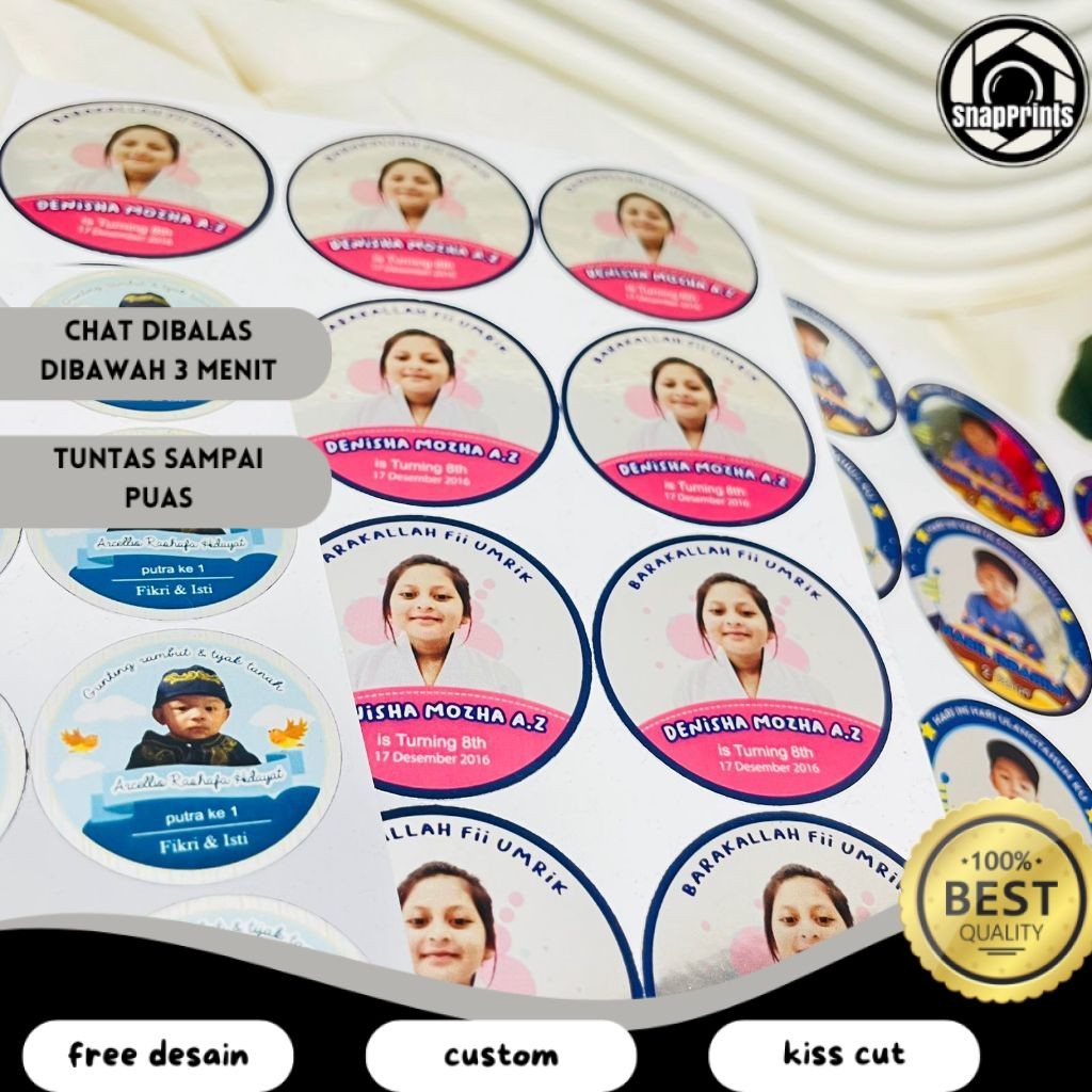 

SP 2-4 Stiker Gold/Silver Ulang Tahun Anak Bentuk Bulat Label Sticker Undangan Happy Birthday