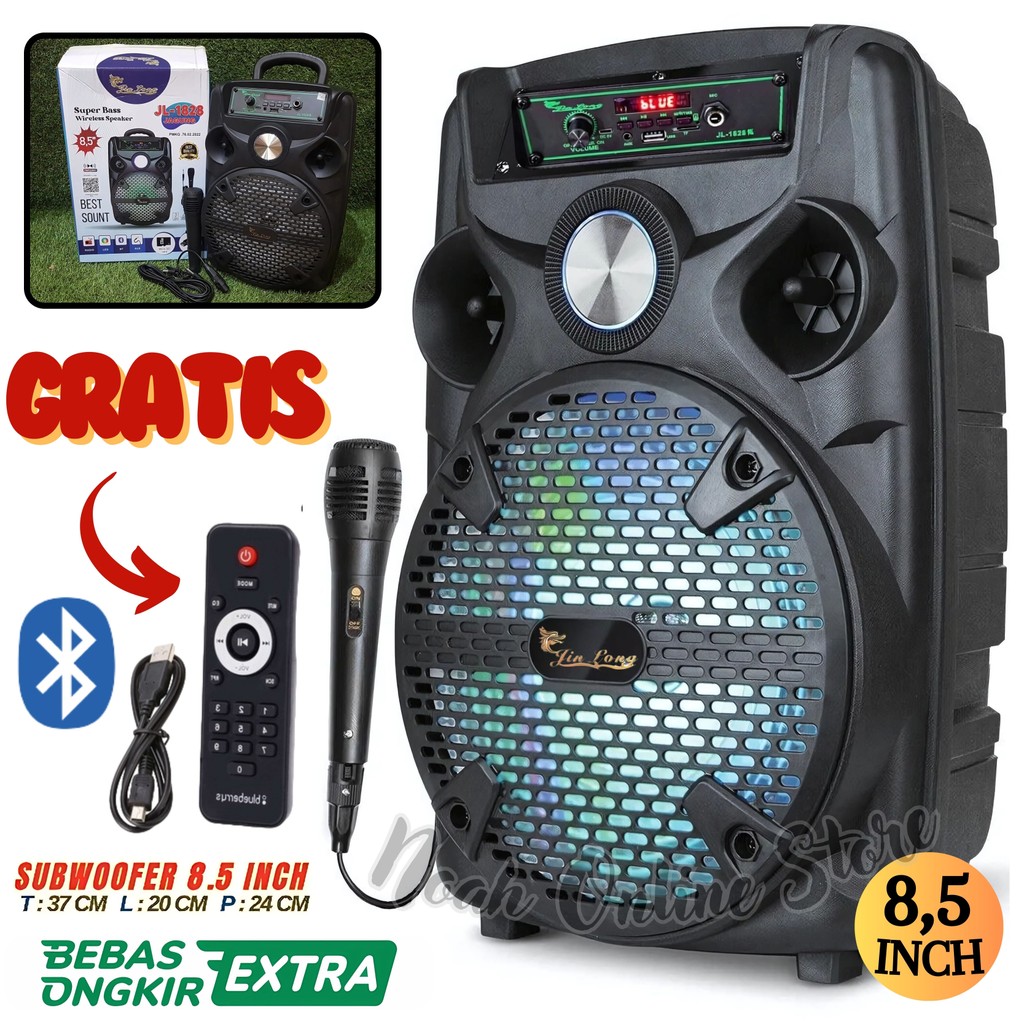 SERBA COD SPEAKER BLUETOOTH JINLONG JL 1828 JAGUNG "8,5 Inch" SPEAKER KARAOKE FULL BASS / SPEAKER LE