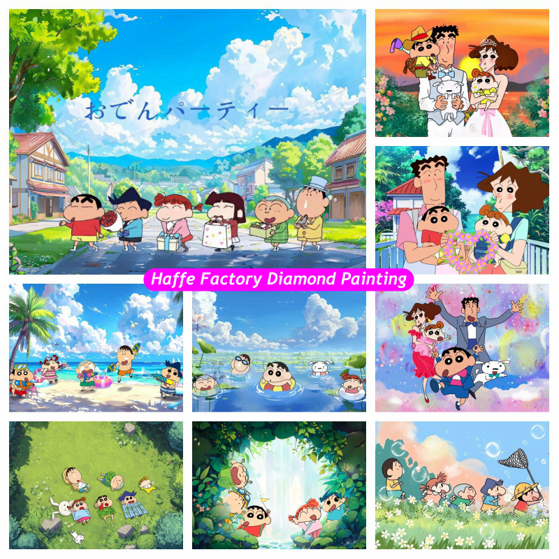 

Kawaii Crayon Shin Chan Family Diamond Mosaic Painting 5D Full Drills Cute Anime Mosaic Cross Stitch Handwork Home Decor
