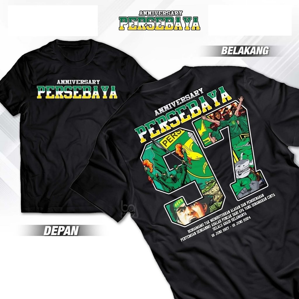Kaos Persebaya Anniversary 97 1927 - 2024 | Baju Bonex Surabaya Suporter Bajolijo Tshirt