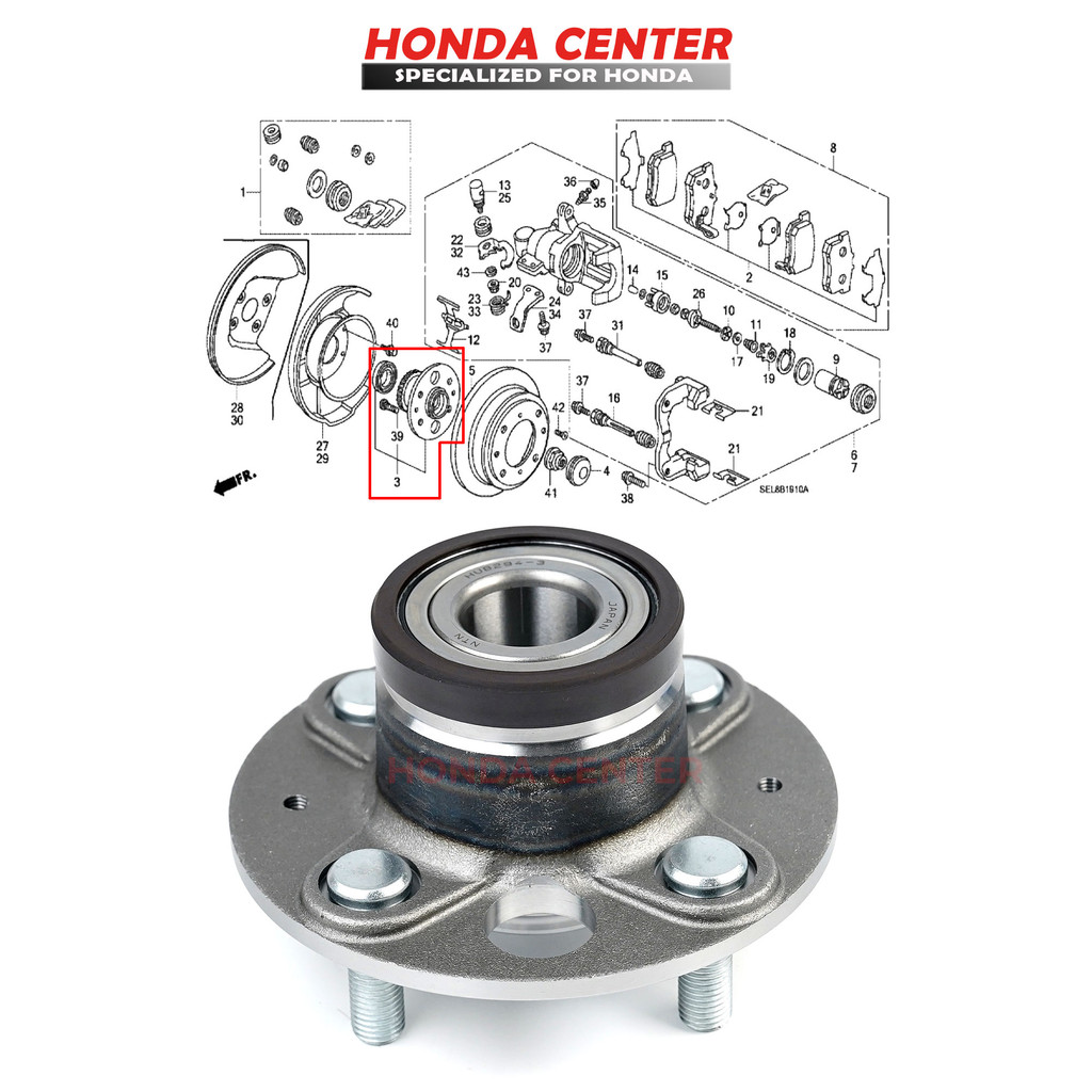 Bearing Hub Roda Belakang Jazz Gd3 City Gd8 Brio NTN