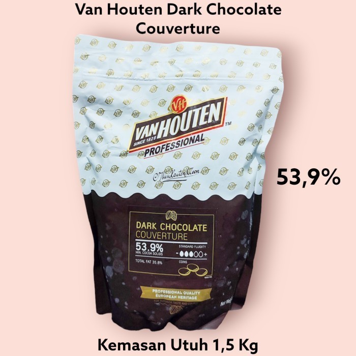 

Van Houten Dark Chocolate Couverture 53,9 Cokelat Keping Hitam 250 Gr