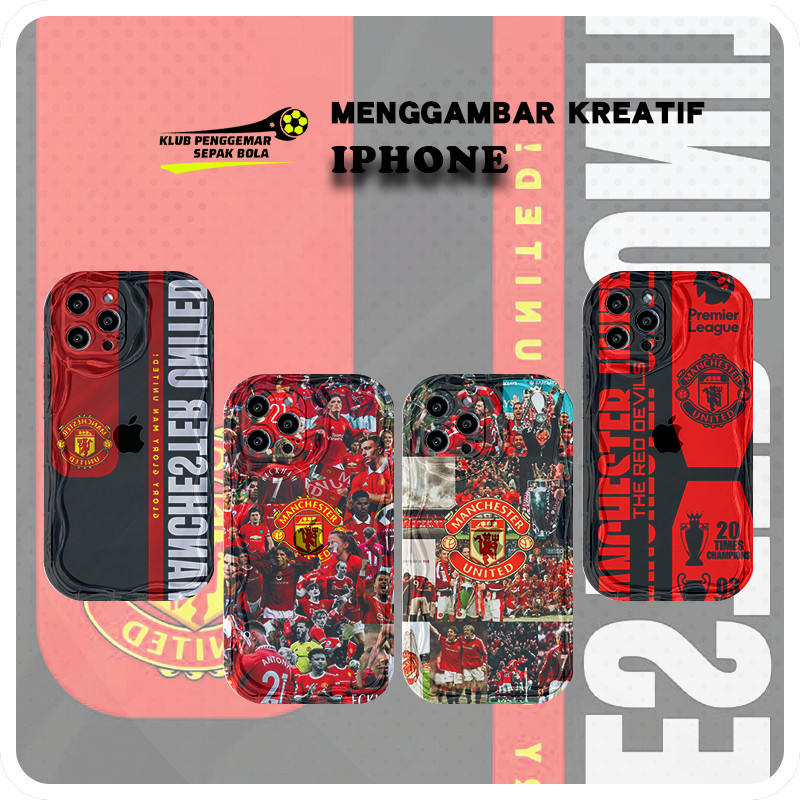iPhone Manchester United MUN Casing soft sepak bola Estetis Tekstur Kontes Mode Biolantang cantik Ks