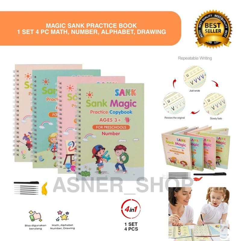 

ASNR Buku Belajar Tulis Anak Kecil Sank Magic Ajaib 1 Set Isi 4 Book + Pulpen Gambar
