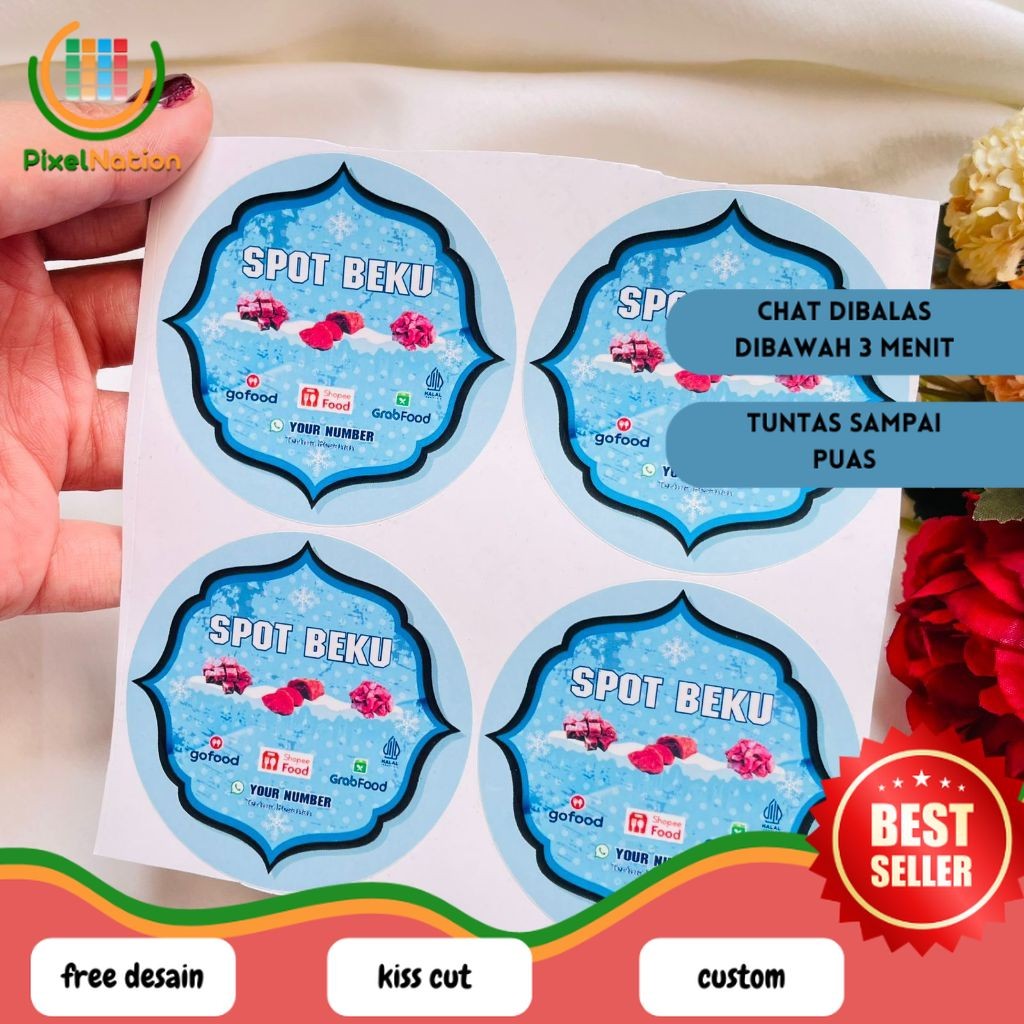 

PiNat 5-8 Sticker Vinyl Frozen Food Bulat Label Kemasan Makanan Simpan Beku Basah Uk.Sedang