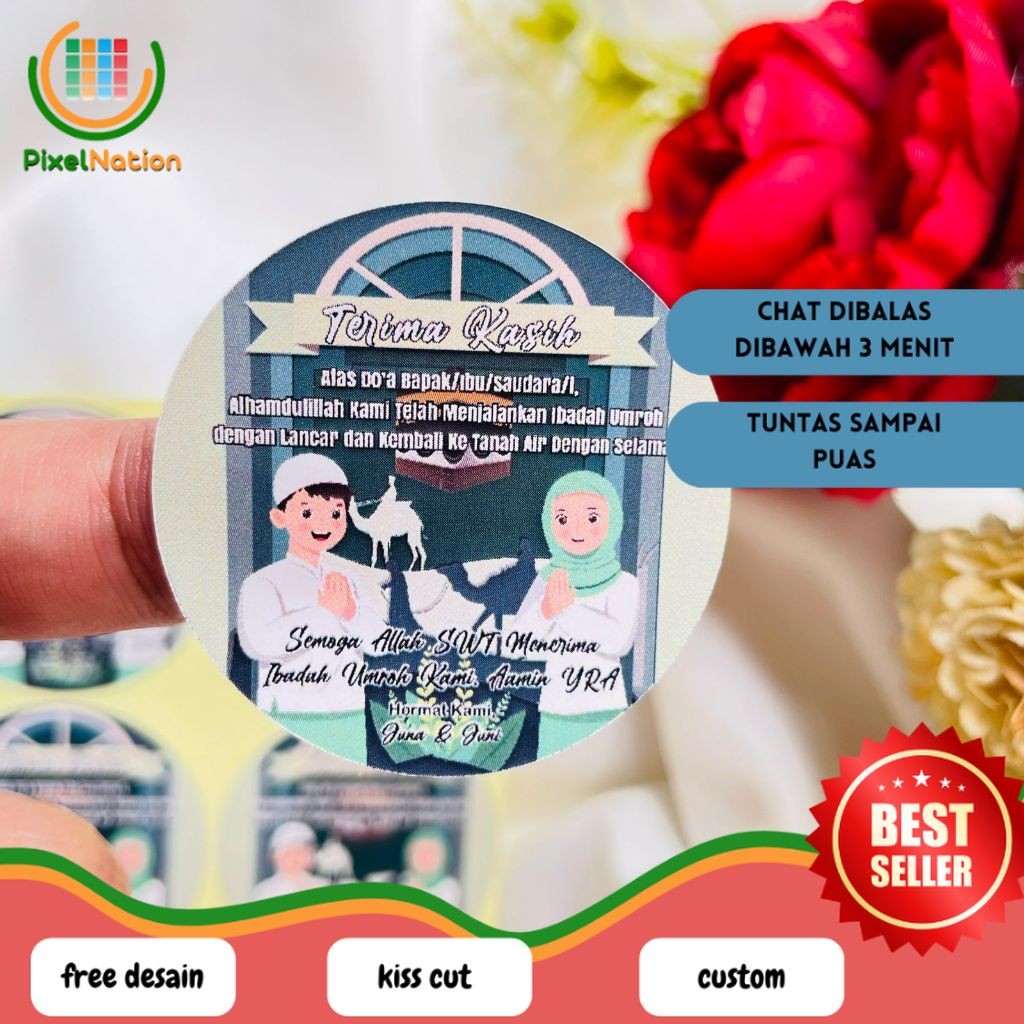 

PiNat 5-8 Stiker Gift Umroh Chromo Bulat Sticker Label Souvenir Naik Haji Free Desain Uk.Sedang