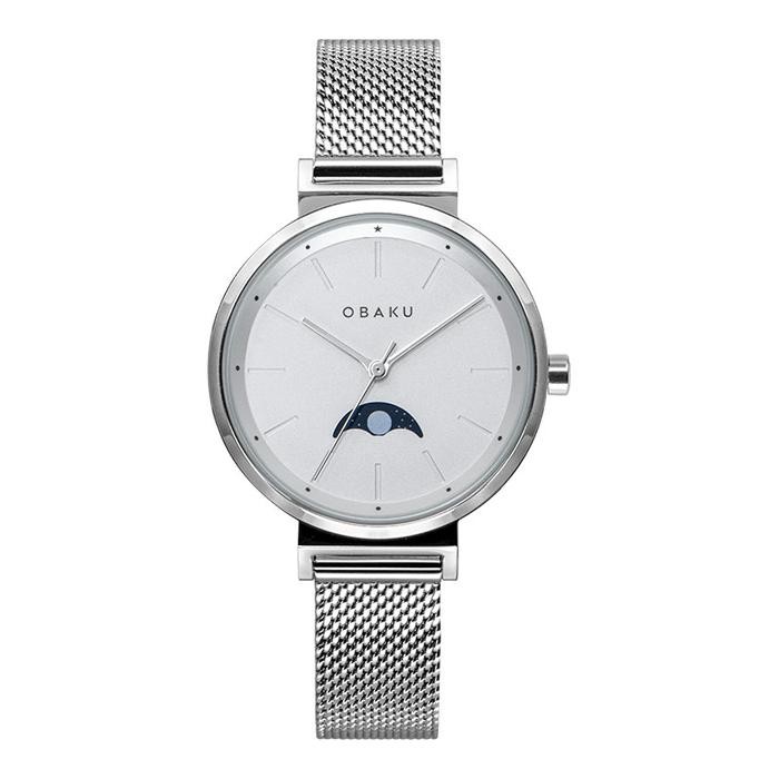 "SKY.LD" -  READY STOCK Jam Tangan Wanita Obaku V243LMCIMC Maane Steel Moonphase Silver Dial Stainle