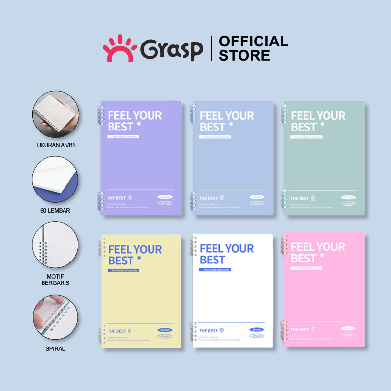 

GRASP Binder Note A5/B5 Buku Catatan Buku Tulis Motif Aesthetic Binder Note Book Dengan Ring Spiral Kuat Dapat Dibuka BN004
