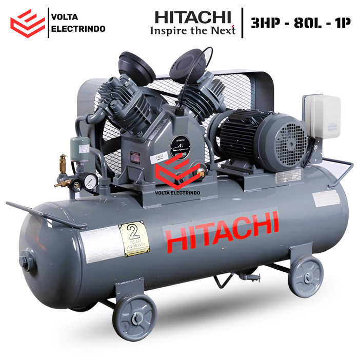 Hitachi Kompresor Angin Listrik 3 Hp 80 Liter 1 Phase Air Compressor Automatic ORIGINAL HITACHI 2.2P