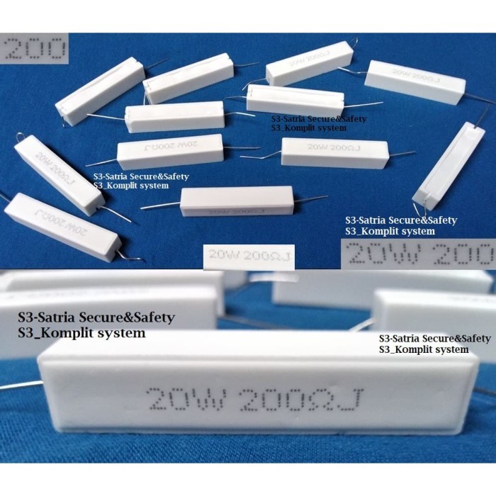 Besar Resistor 20W 200 Ohm J Kapur 20 W watt 200ohm 20watt 200RJ 200J