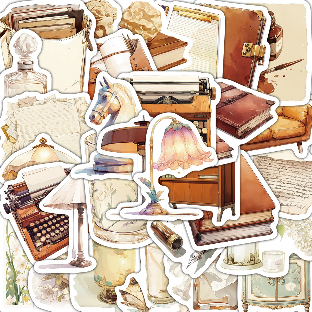 

30PCS Ancient Book Letter Stickers Scrapbooking Creative Paper Home Phone Luggage Decoration Skateboard Gifts Paper Sticker ﻿