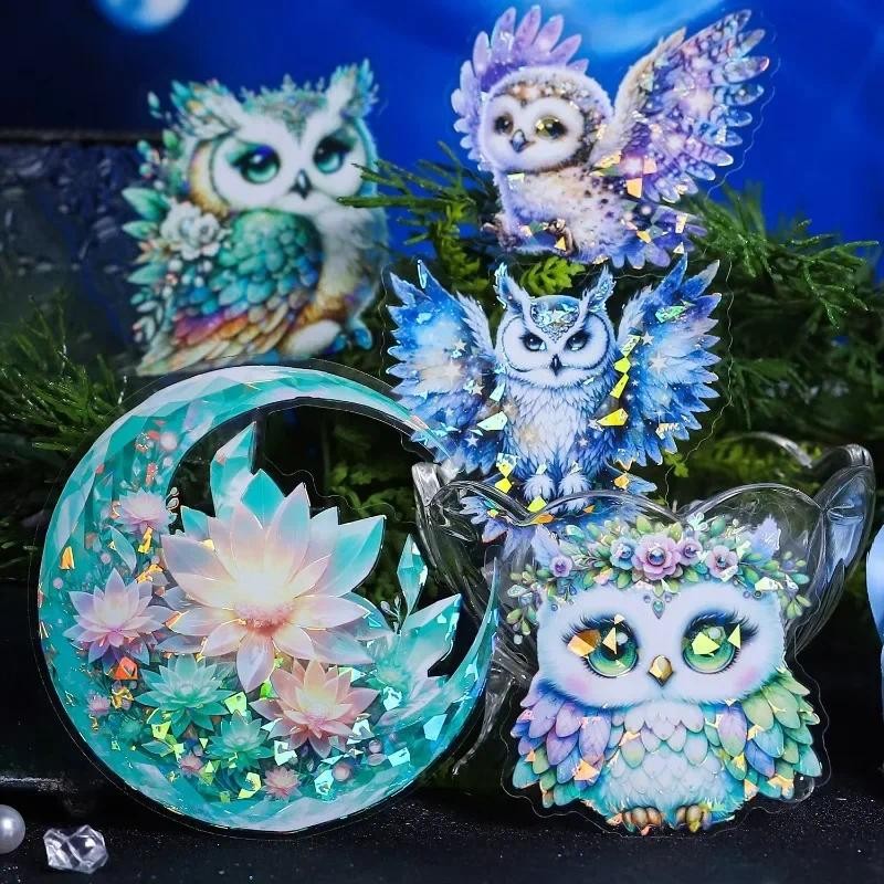 

6Sheets PET stickers Moonlight Owl Shell Light Hand Book DIY decorative stickers diy Background Scrapbook cutting168*120mm
