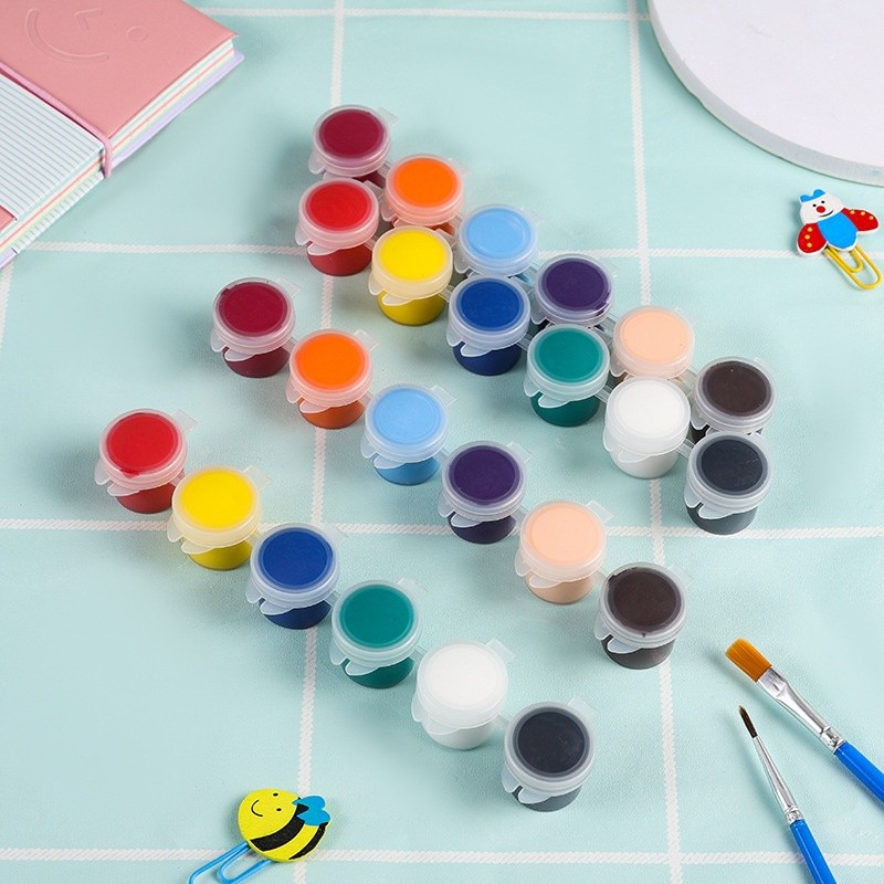 

1 Set Cat Lukis Akrilik Mini Ukuran 3ml Isi 6, 12 dan 18 Warna Terang Free Kuas BB145