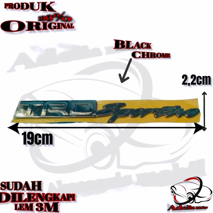 Emblem TRD Sportivo black chrome tulisan TRD Sportivo black chrome ori