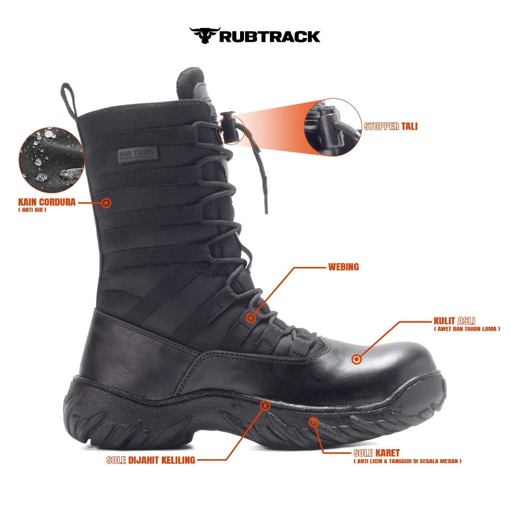 RUBTRACK Ninja Jaguar Sepatu Tactical Pdl Safety Pria Kulit Asli