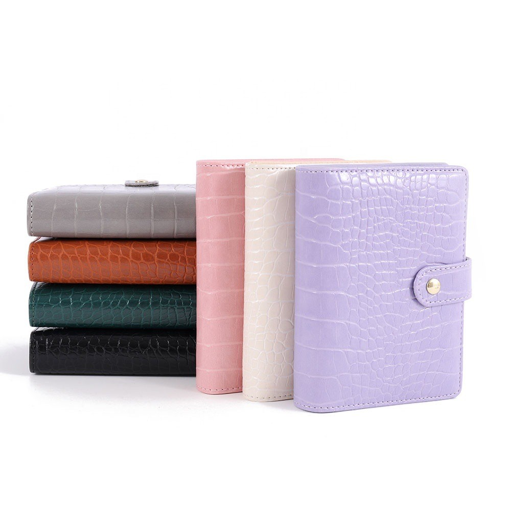 

A7 Crocodile Color 6 Ring Binder PU Clip-on Notebook Leather Loose Leaf Notebook Cover Notebooks Journal Stationery