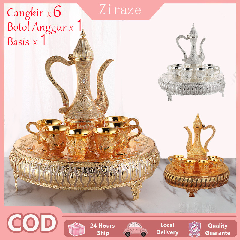 【COD】8PCS/SET - Teko Arab Aladin Gelas Anggur Emas Antik / Eropa Emas Gelas Anggur Ornament / Set Ge