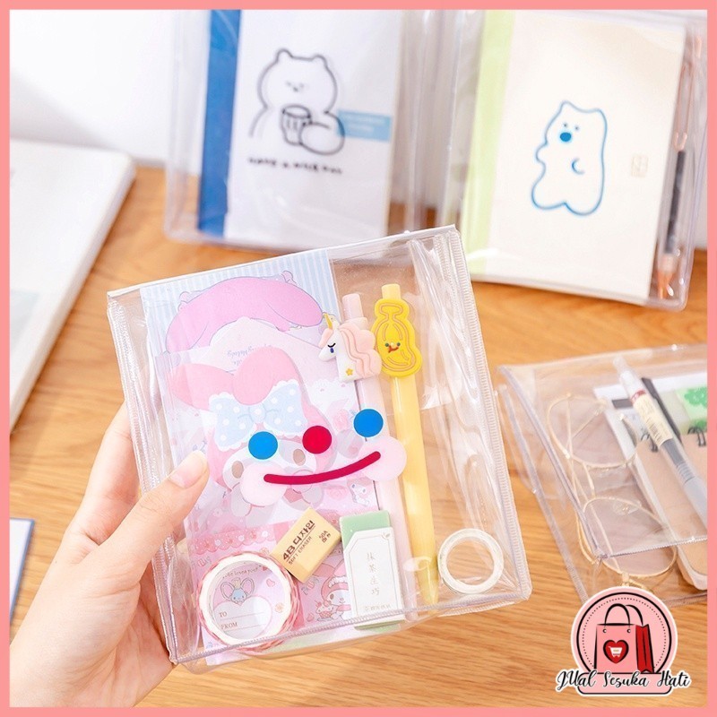 

HL0121 File Bag Transparan Pouch SerbaGuna Bahan Pvc Zipper File Termurah Y1418