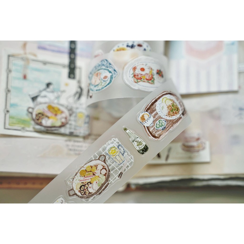 

MuZiShan Studio Vintage Seasons Food Washi PET Tape DIY Card Making Scrapbooking Plan Decorative Sticker