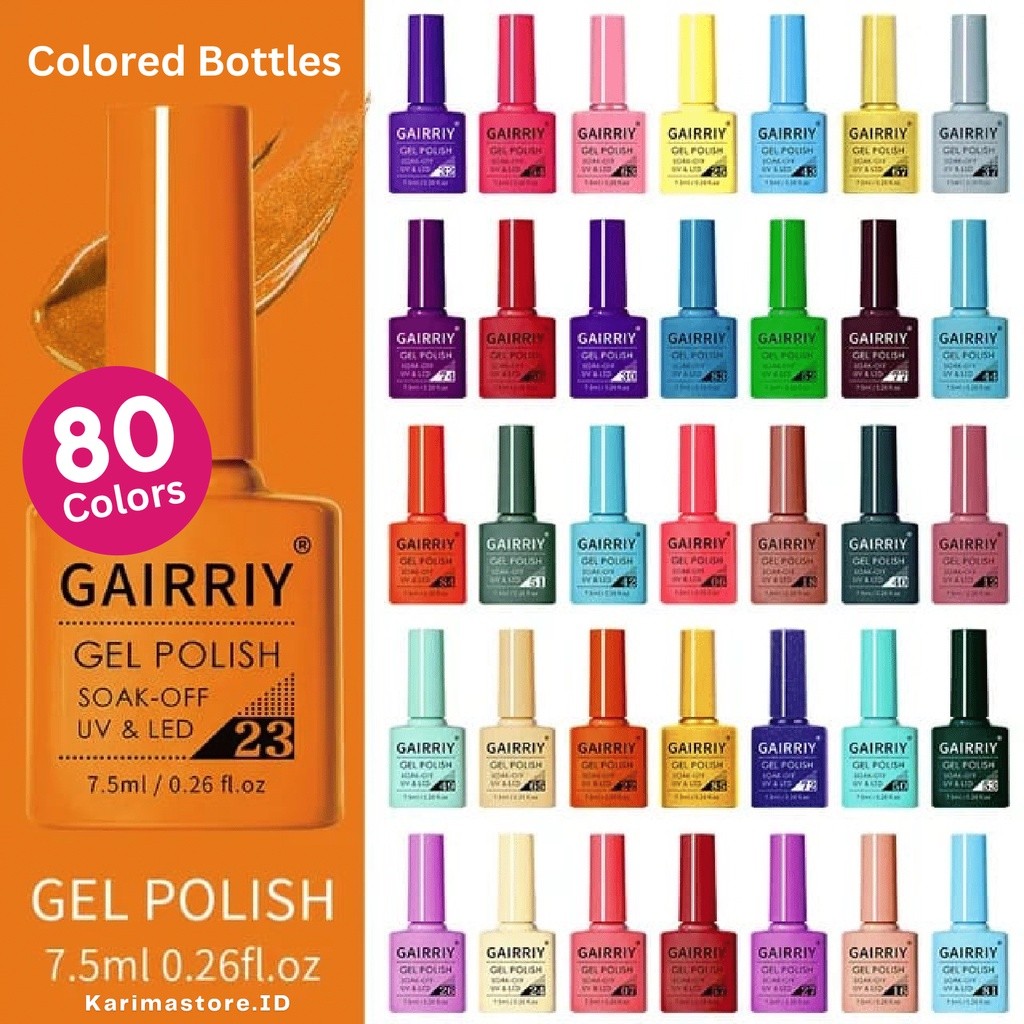 [Original] Kutek Gel UV GAIRRIY 7,5 ML UV Nail Polish Colored Bottles 80 Warna No 1 - 50 | Kutek UV 