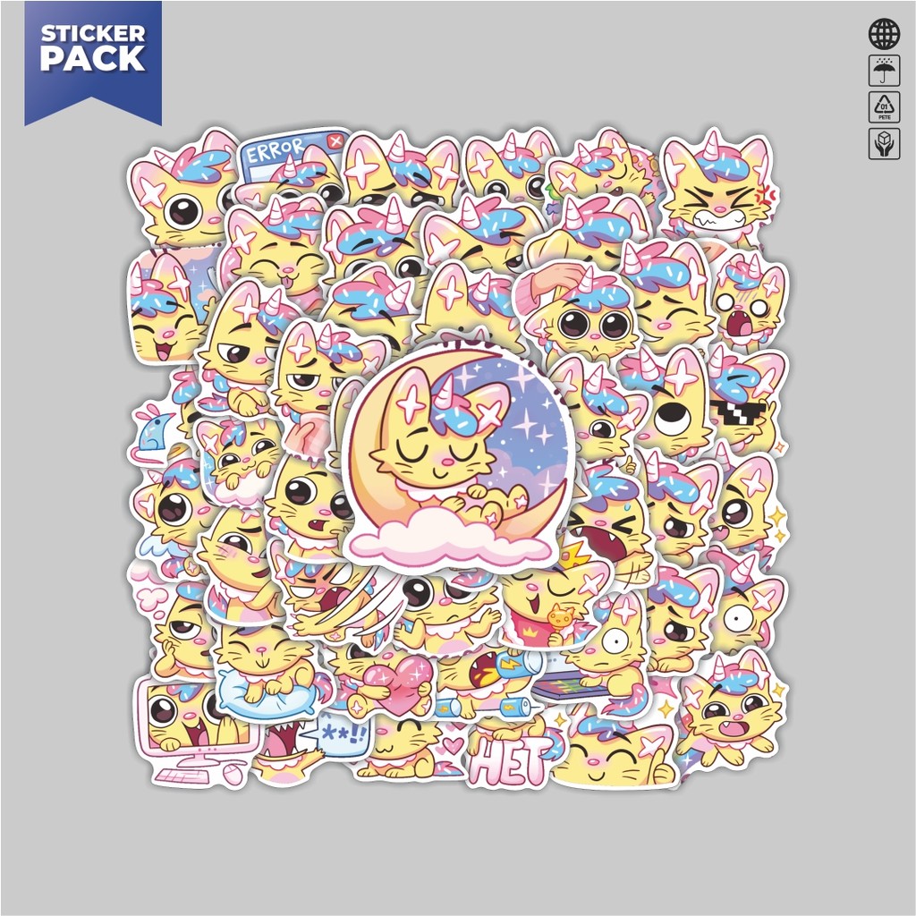 

[100PCS]Stiker Pack Stiker Kucing Lucu Candy Cat Aesthetic Vinyl Anti Air Dekorasi Sticker Laptop Buku Journal Koper Helm Casing HP Gitar Helm Skateboard