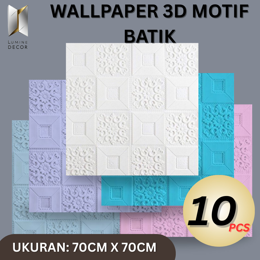 (Paket 10PCS) Lumine - Wallpaper Dinding 70*70cm Ceiling Wallpaper Sticker Dinding Busa 3D Desain Wa