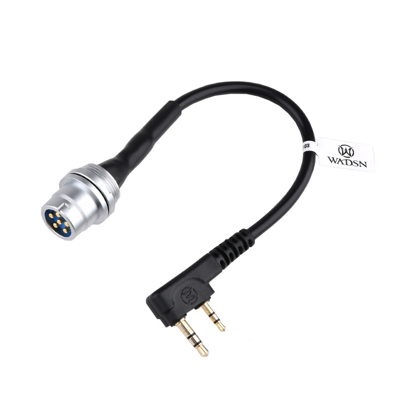 WADSN Aviation Plug Kenwood PTT Civilian Version Headphone Adapter Fit U94 Baofeng Walkie-talkie PRC