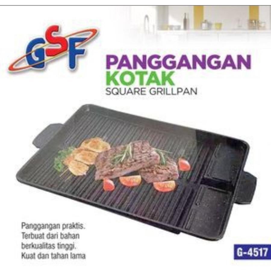 Panggangan Kotak GSF - 4517 / Yakiniku Grill Pan / Grill Pan Anti Lengket / Alat Bakar Daging Sosis 