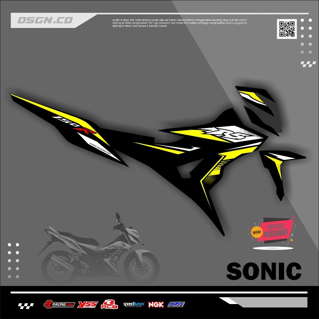 Striping Variasi Honda Sonic 150R / Sticker Honda Sonic variasi motif simple keren kode 04