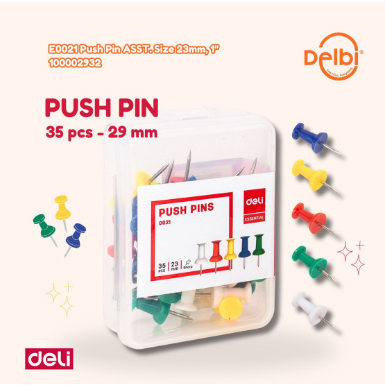 

PUSH PIN DELI E-0021 (1 PCS) E0021 Push Pin ASST. Size 23mm, 1'
