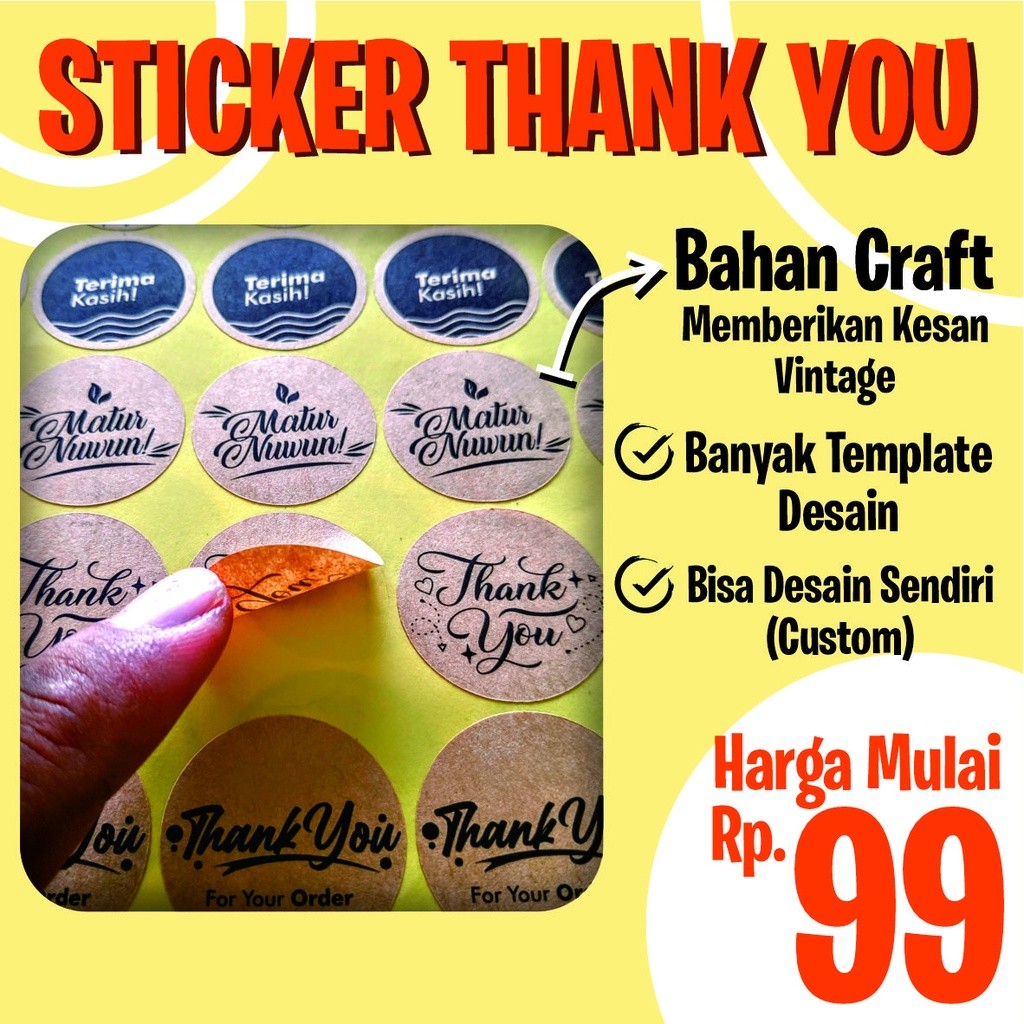 

Stiker Thankyou / stiker ucapan terima kasih / stiker segel / Stiker Craf MURAH
