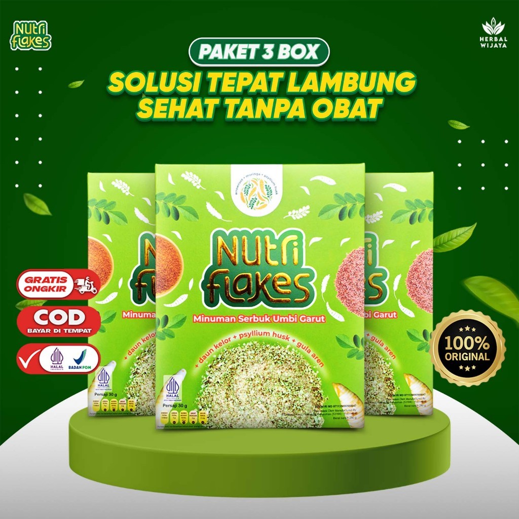 

Nutriflakes 3 Box Sereal Umbi Garut Mengatasi Asam Lambung Gerd Akut Pada Pria Wanita Original