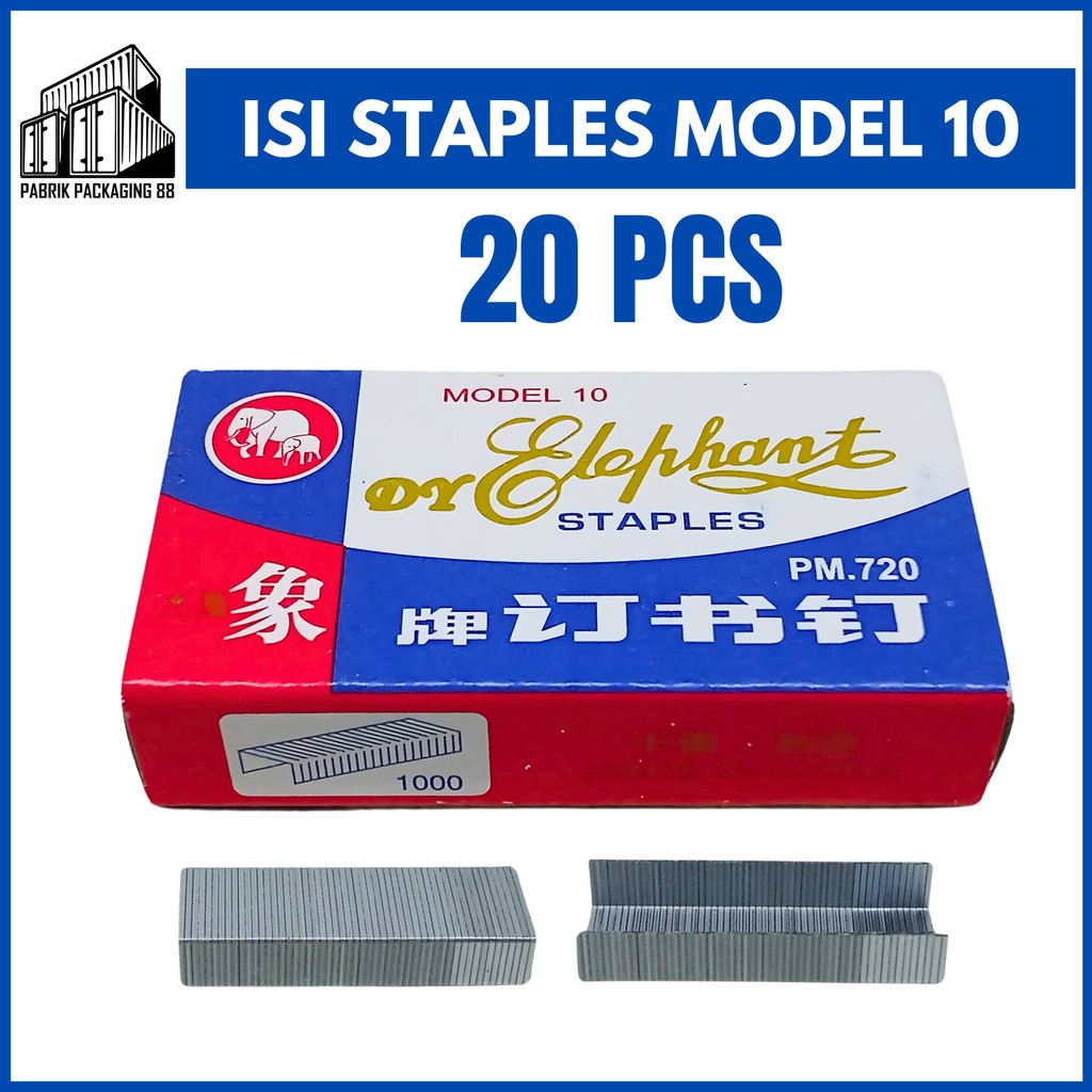 

1 BOX ISI 20 PCS Isi Staples Model 10 Refill Hekter Stapler Steples Guntaker Bukan Joyko