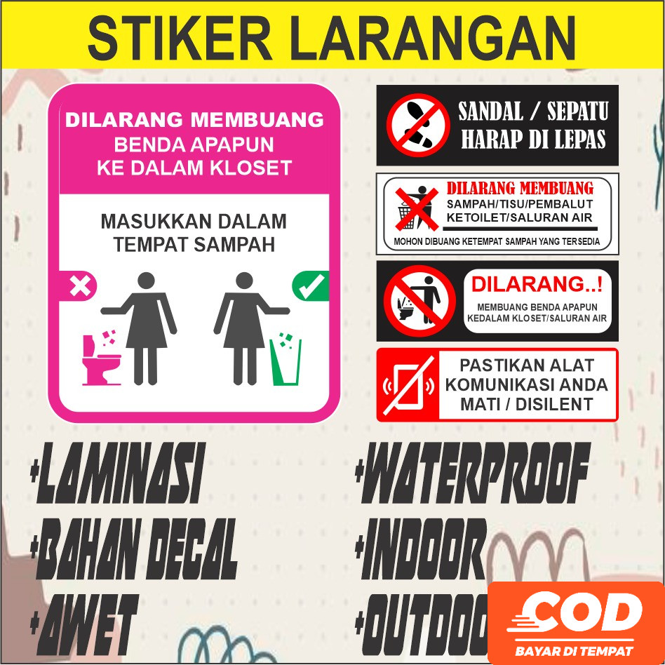 

STIKER HIMBAUAN Sticker LARANGAN BAHAN VYNIL ANTI AIR AWET MUDAH DILEPAS Waterproof