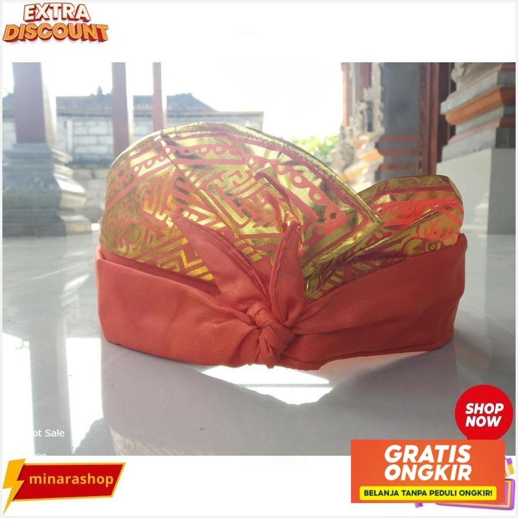 Udeng Prada Jadi Langsung Pakai Warna Warni Hitam Putih Merah Kuning Biru Pakaian Adat Souvenir Bali