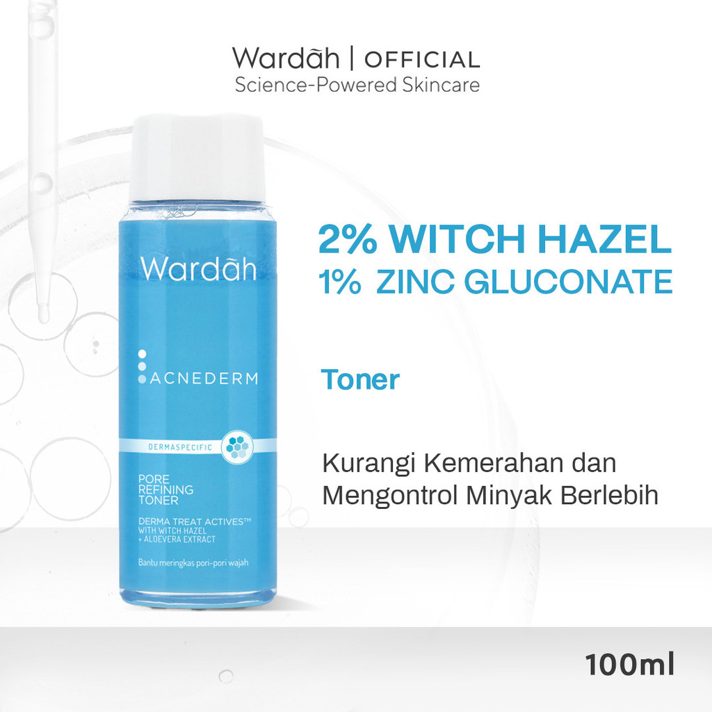 WARDAH 2% Witch Hazel + 1% Zinc Gluconate Acnederm Pore Refining Toner 100 ml - Toner Jerawat yang M