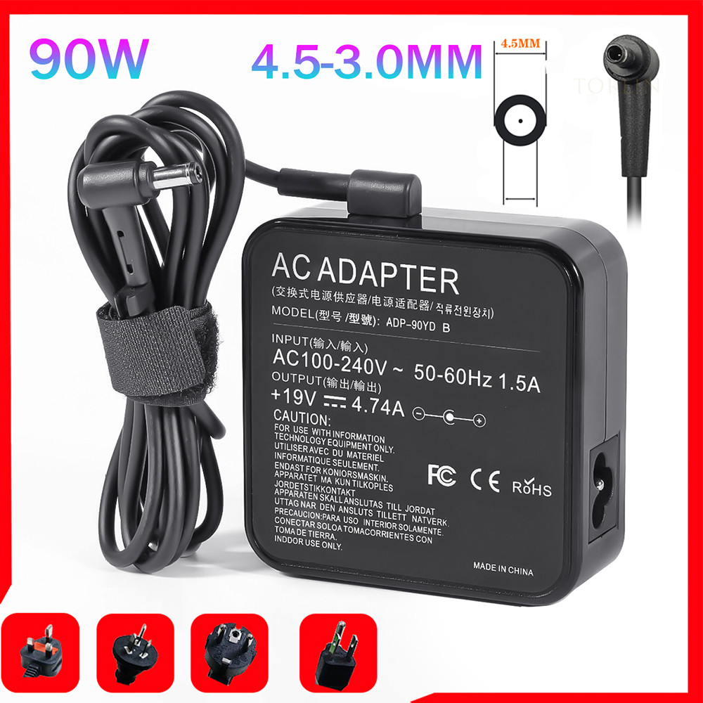 19V 4.74A 90W 4.5x3.0mm AC Adapter Laptop Charger For Asus Q524 Q524U Q524UQ Q534 Q534U Q534UX UX533