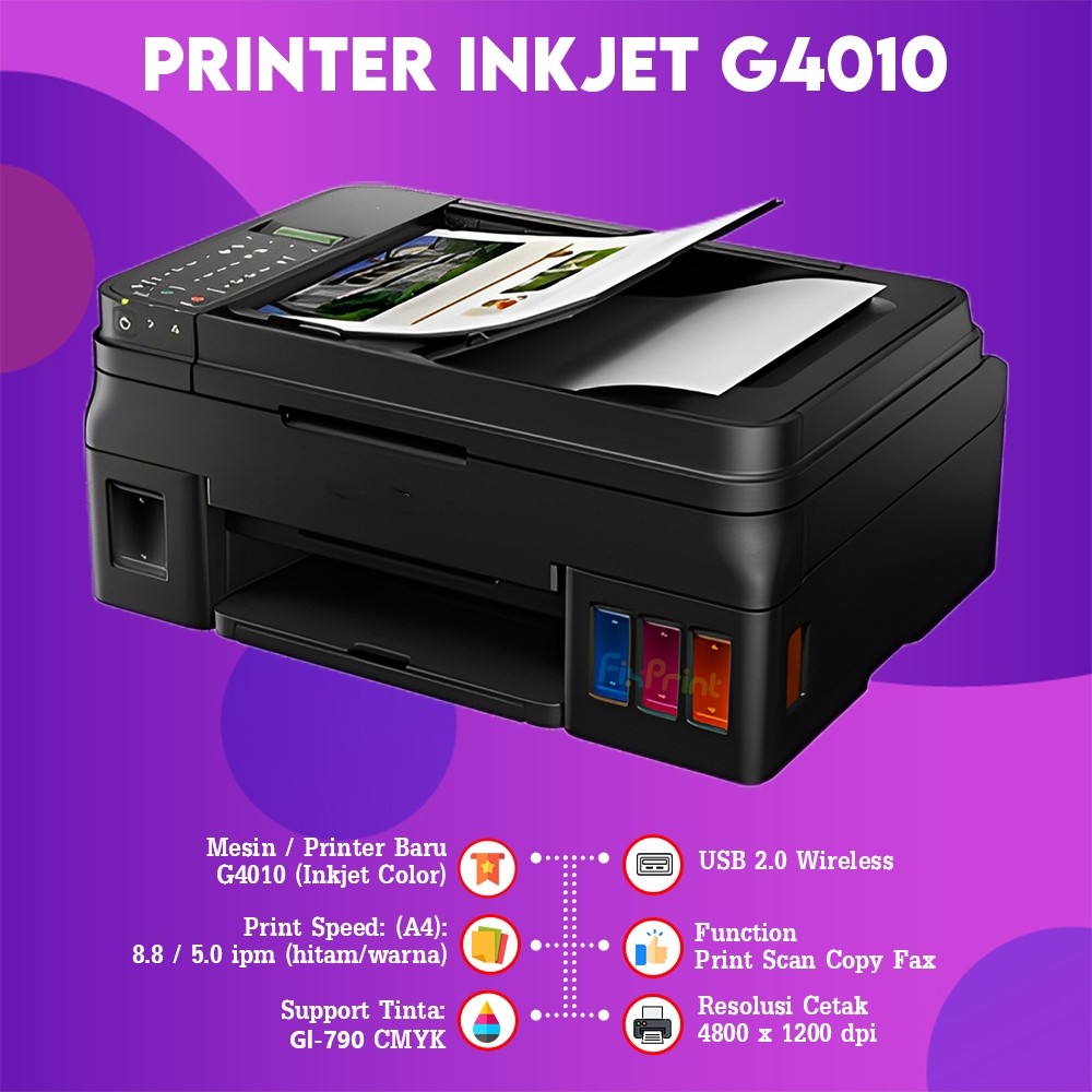 FixPrint Printer Canon PIXMA G4010 G 4010 G-4010 InkTank Print Scan Copy Wireless Multifunction All 