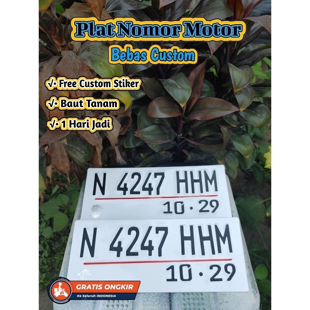 Plat Custom Nomor motor Baut Tanam