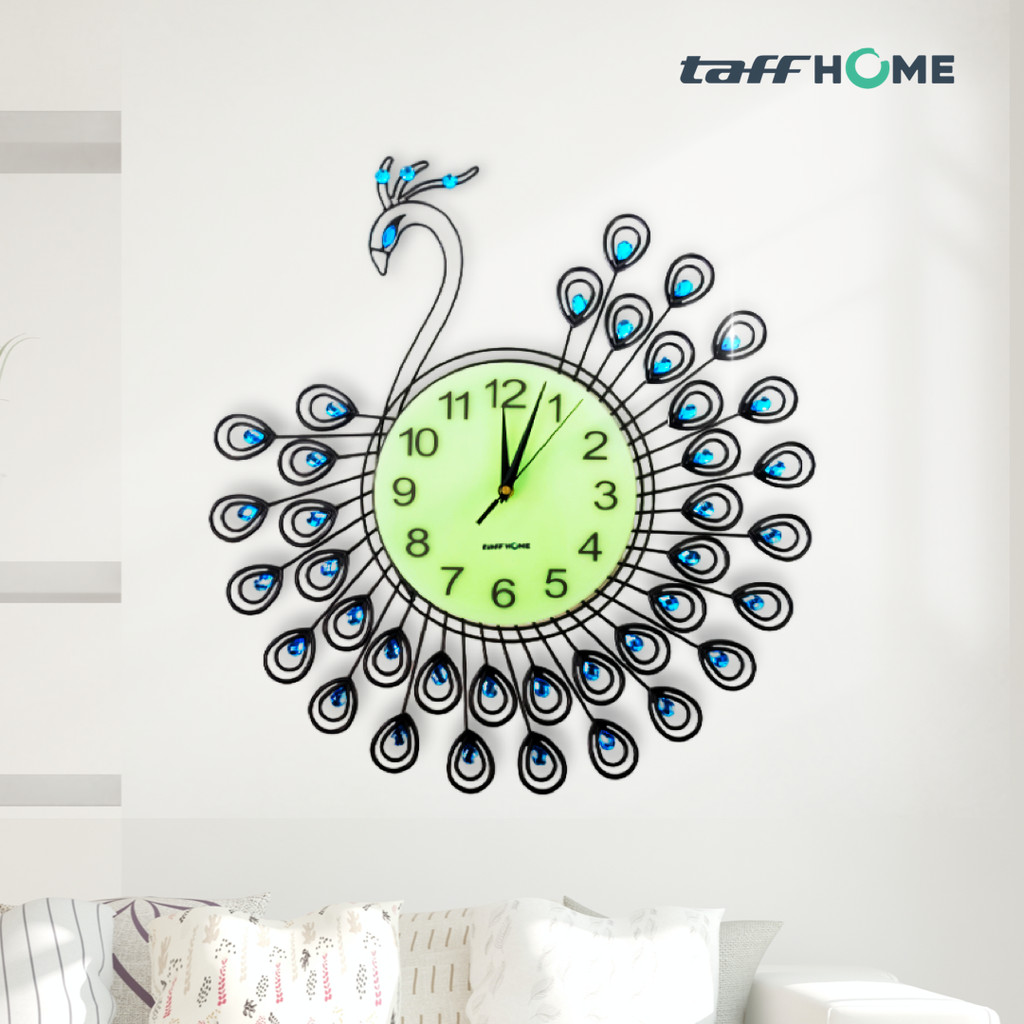 

TaffHOME Jam Dinding Quartz Clock Diamond Peacock 52cm - H19