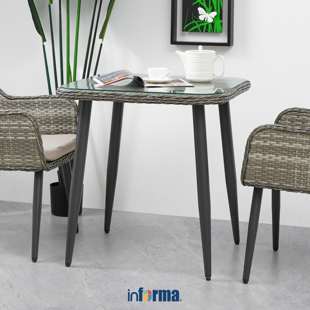 Informa Claire Meja Teras - Abu-Abu Meja Luar Ruangan Garden Table Balcony Desk Furnitur Taman Outdo